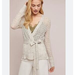 Anthropologie Meadow Rue Women's Wesley Wrap Cardigan Sweater Ivory‎ Size XS